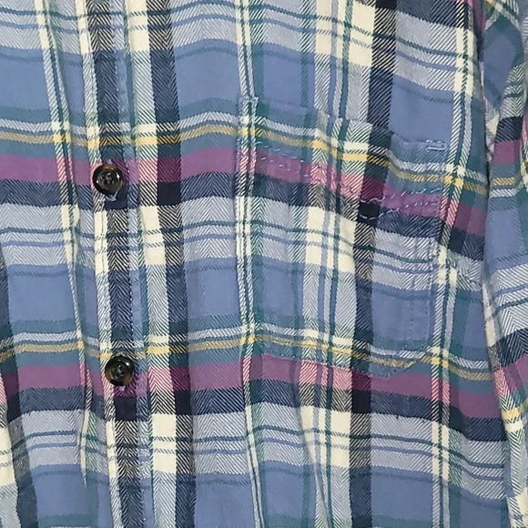 Women's size large Dickies flannel long sleeve button up blue and purple - Picture 4 of 5